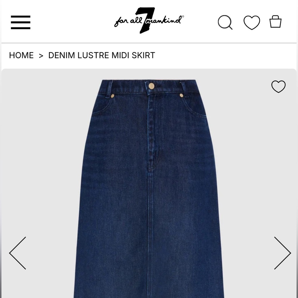 7 For All Mankind Denim Lustre Midi Skirt